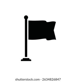 Icono de bandera negro simple sobre fondo blanco.