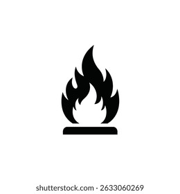 Simple black flame icon fire symbol design.
