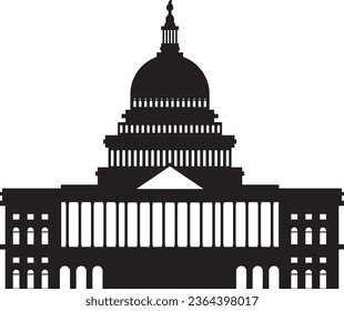 Simple black flat drawing of the American historical landmark monument of the UNITED STATES CAPITOL, WASHINGTON DC