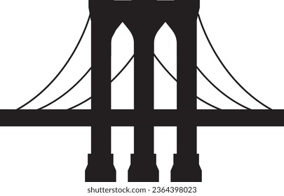 Simple black flat drawing of the American modern landmark monument of the GOLDEN GATE BRIDGE, SAN FRANCISCO