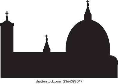 Simple black flat drawing of the Italian historical landmark monument of the CATHEDRAL OF SANTA MARIA DEL FIORE, FLORENCE