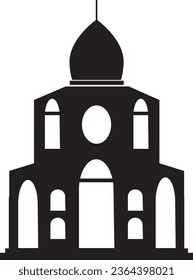 Simple black flat drawing of the Russian historical landmark monument of the DORMITION CATHEDRAL, VLADIMIR