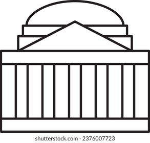 Simple black flat outline drawing of the American historical landmark monument of the NATIONAL MALL, WASHINGTON, DC