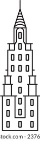 Simple black flat outline drawing of the American historical landmark monument of the CHRYSLER BUILDING, NEW YORK CITY svg