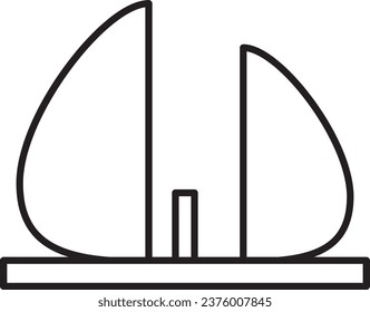 Simple black flat outline drawing of the Iraqi historical landmark monument of the AL-SHAHEED MARTYR MONUMENT, BAGHDAD