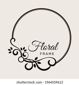 Simple black floral frame. -  Vector.