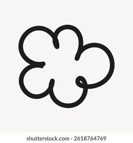 Simple black flower doodle with five petals. Minimalist flower design. Flower doodle in black line art. Abstract flower shape on white background.illustration vector.