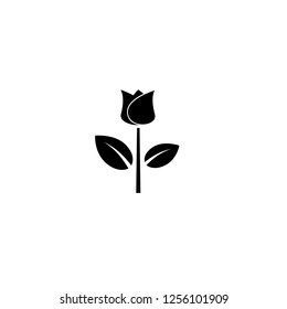 Simple black flower icon glyph. Herbal blossom black silhouette.