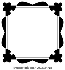 Simple black flower shape photo frame. With a white background