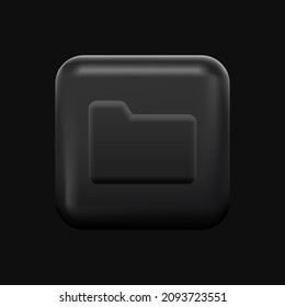 Simple Black Folder Icon. 3d File Manager Button. Vector illustration