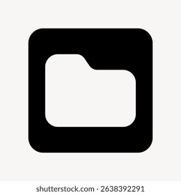 Simple black folder icon on a light background. Folder icon for organizing files. Minimalist folder design for digital storage. Folder symbol for apps. User interface icon vector.
