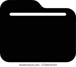Simple black folder icon silhouette. Ideal for website design, app interfaces, presentations, data storage concepts, and digital content. Use for branding, marketing, or as a visual element in various projects.