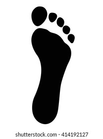 Simple black foot icon. Vector footprint silhouette. Footcare symbol. Travel concept. isolated on white barefoot. 