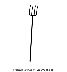 Simple black fork illustration with a long handle and four tines, centered on a plain white background, emphasizing minimalistic design.