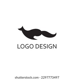 simple black fox jump for logo company design