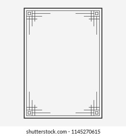 simple black frame with decorative corners, vector image, blank, original design