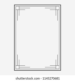 simple black frame with decorative corners, vector image, blank, original design