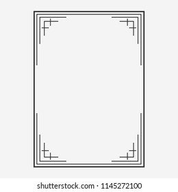 simple black frame with decorative corners, vector image, blank, original design