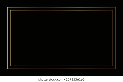 Simple Black Frame Design With Gold Line Background