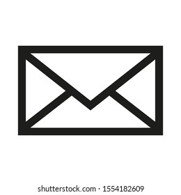 Simple black frame mail icon isolated on white background