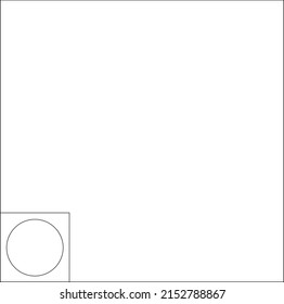 Simple black frame on white with box bottom left cirle inside