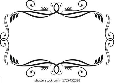 Simple black frame. Retro ornamental frame, vintage rectangle ornaments and ornate border.