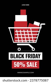 simple black friday portrait shopping ads banner poster layout template vector design