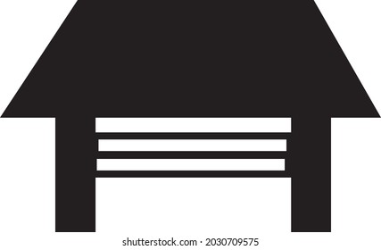 Simple Black Garage Gate Icon Vector