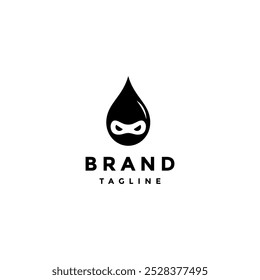 Simple Black Gas Ninja Logo Design. Simple Black Ninja Head Drops Logo Design.