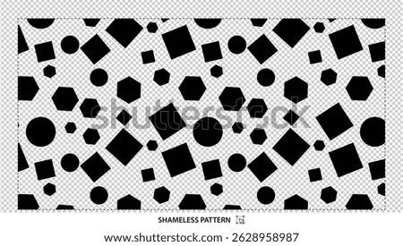 Simple Black Geometric Shapes Seamless Pattern Design