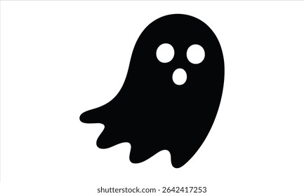 Simple black ghost halloween icon illustration