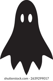 Simple black ghost silhouette halloween icon for spooky celebrations and creative design
