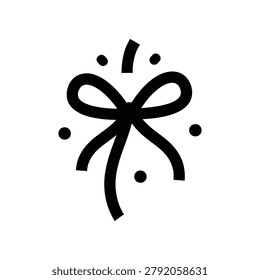 A simple black gift bow icon with decorative dots