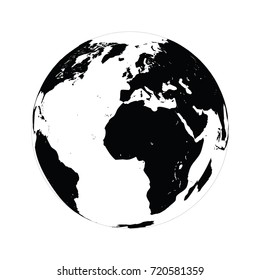 Simple black globe vector illustration on white background.