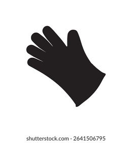 a simple black glove illustration featuring fingers spread and palm facing to the side, on white background