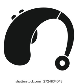 Ícone de glifo preto simples para o dispositivo de aparelho auditivo de ouvido que melhora a audição