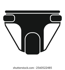 Simple black glyph icon representing adult diapers, suitable for use in designs related to incontinence products and senior care