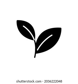 Simple black glyph leaf icon.