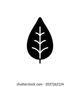 Simple black glyph leaf icon.