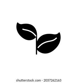 Simple black glyph leaf icon.