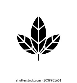 Sencillo icono de hoja de glifo negro.
