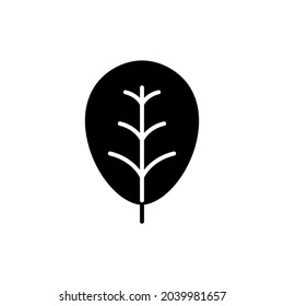 Simple black glyph leaf icon.