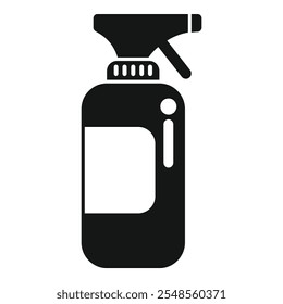 Simple black glyph representing a cleaning spray bottle, ideal for websites or apps about housekeeping