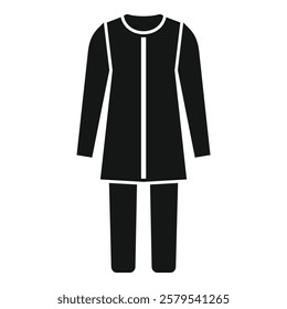 Simple black glyph representing a muslim woman wearing an abaya and hijab