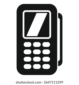 Simple black glyph representing a pos terminal accepting a contactless payment