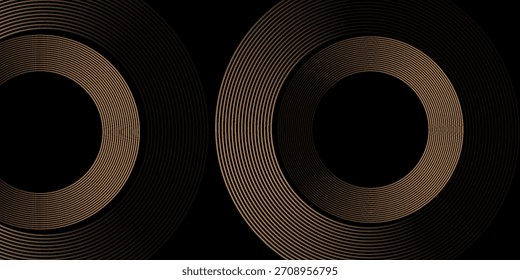 Simple black gold abstract background with circle line motif