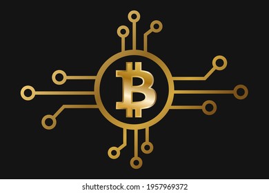 simple black and gold bitcoin icon
