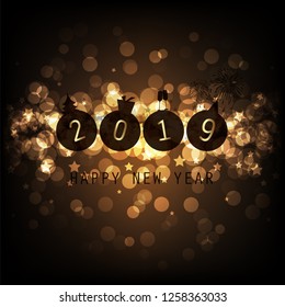 Simple Black And Gold New Year Card, Cover or Background Design Template - 2019