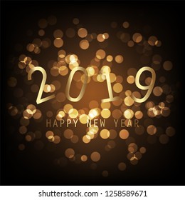 Simple Black And Gold New Year Card, Cover or Background Design Template - 2019