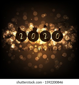 Simple Black And Gold New Year Card, Cover or Background Design Template - 2020